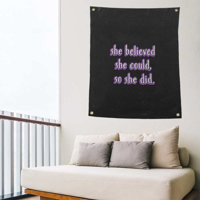 Tapisserie de tableau noir citation pour femmes en polyester, H 59 pi x l 50 po, Mauve