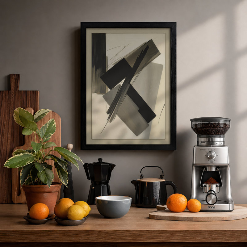 Charcoal Intersections Minimalist - Print, A1 - 84.1 x 59.4 cm, Oak