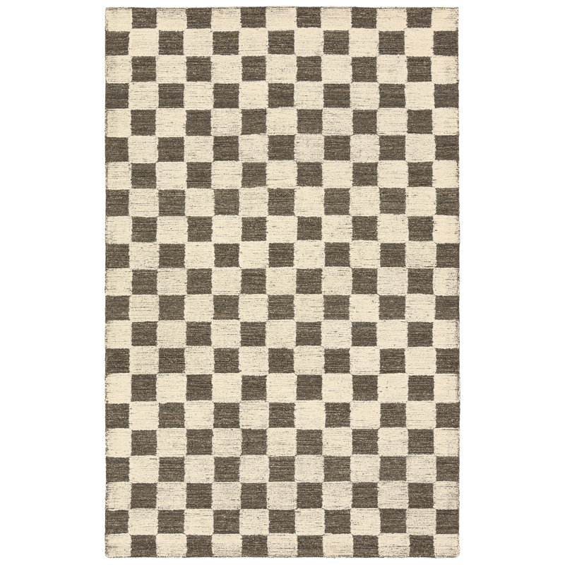 Tapis brun clair en laine touffeté à la main Finnigan, Rectangle de 5 pi x 8 pi