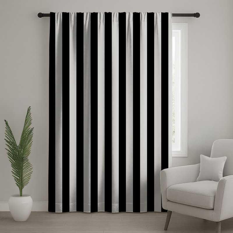 Rideaux noir et blanc à rayures, voilages et voilages à rayures - 1 panneau, 50 po x 80 po - 1 panneau, Blocage