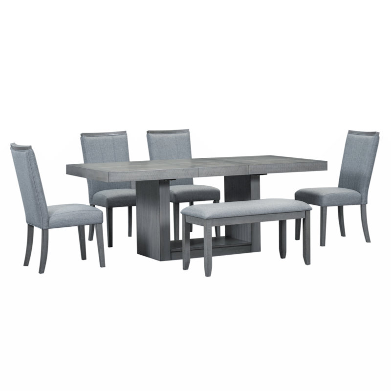 Ensemble de salle à manger rectangulaire Jeanne, Gris, Gris