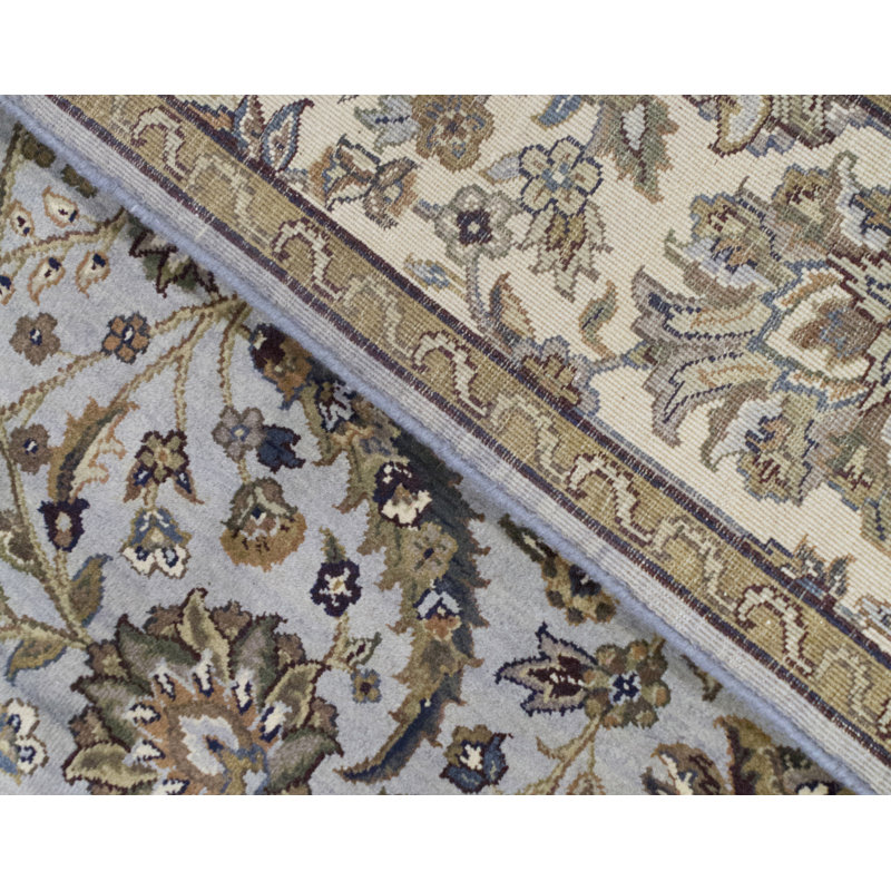 Tapis bleu clair et ivoire noué à la main de haute qualité