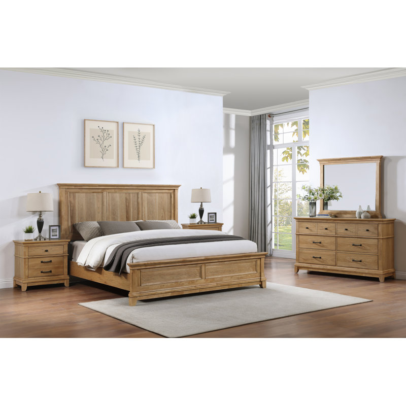 Esterel 5-Piece Wood Queen Bedroom Set With 2-Nightstand, Honey Brown, Queen 
