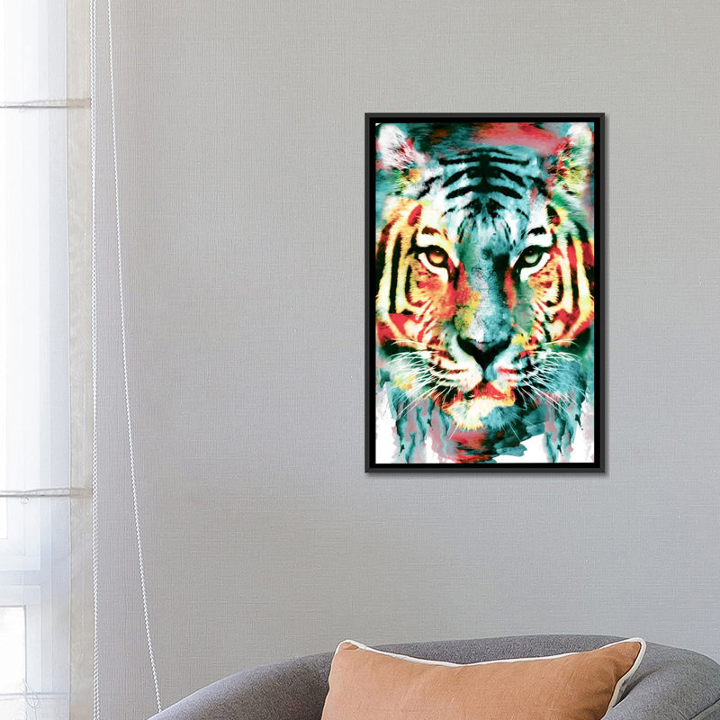 « tiger ii », impression sur toile, H 26 po x l 18 po x P 1,5 po, Toile avec cadre flottant noir, Pas de tapis