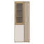 Scandi Style Display Cabinet with 3 Doors, Slatted Details, Living Room, Engineered Wood, Warm Oak Decor/Beige, 74 cm W x 200.1 cm H x 41.5 cm D