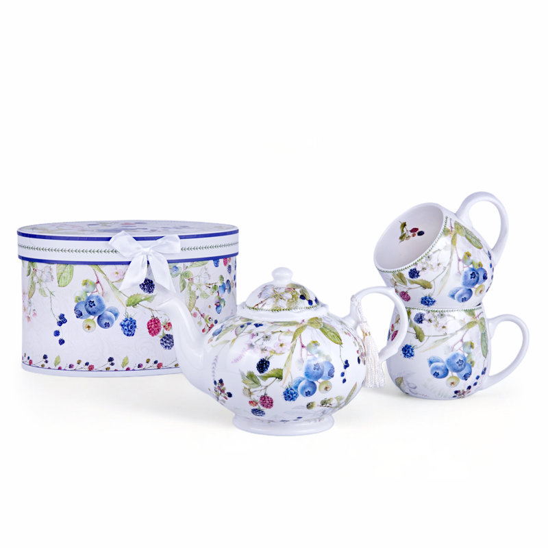 Wild Berries Ceramic China Tea Set for 2 pers. in Gift Box