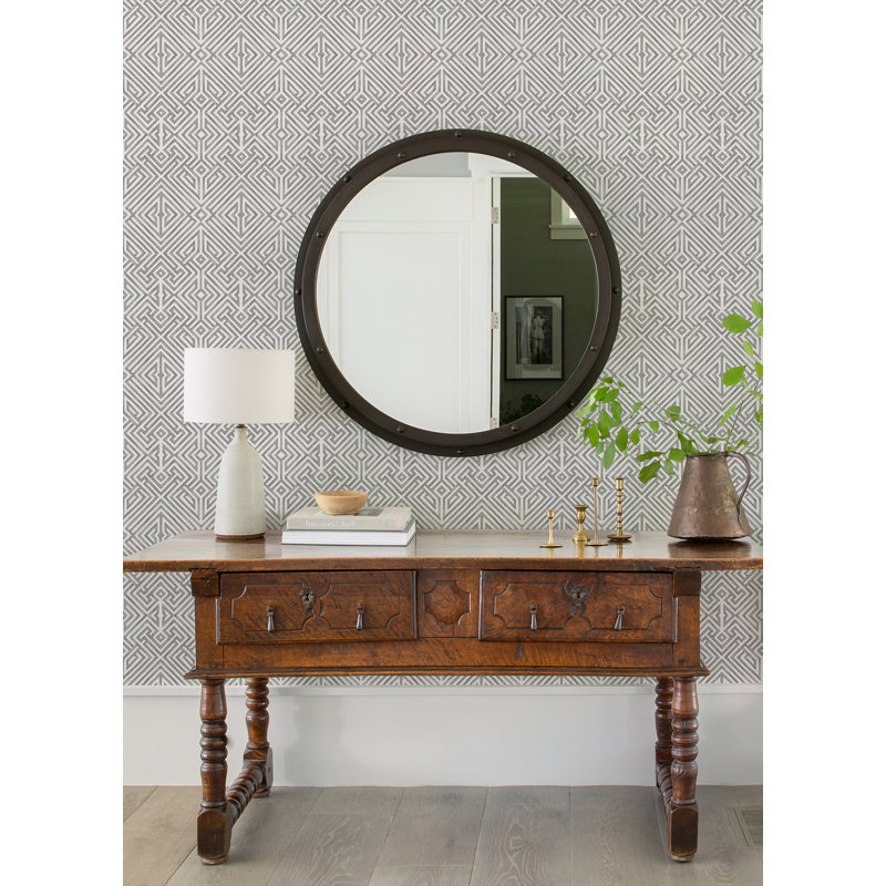 Lyon Gold Geometric Key Wallpaper, Gray 