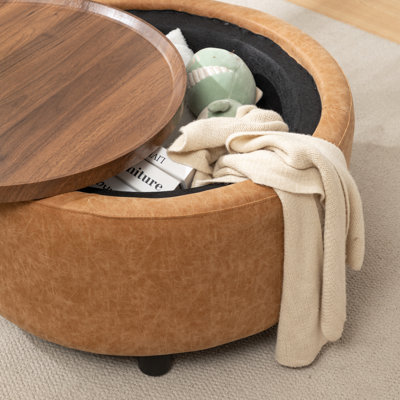 Eniyah Round Cocktail Ottoman with Storage