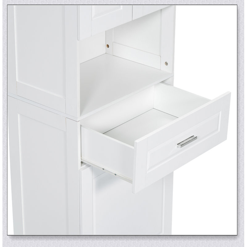 Armoire de salle de bain haute avec panier à linge, grand panier à linge inclinable et dessus