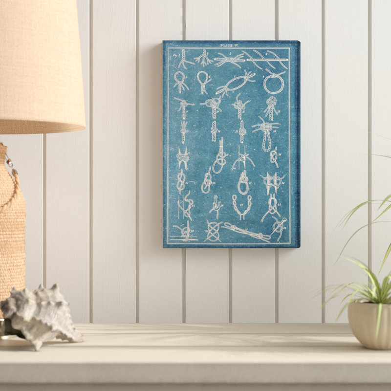«Nautical and Coastal Nautical Knots», reproduction d'art graphique sur toile tendue, H 15 po x l 10 po x P 1,5 po