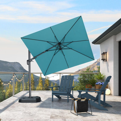 8 parasols carrés en porte-à-faux inclinables pivotants à droite et à gauche avec base et rotation à 360 degrés
