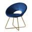 Chaise rembourrée en velours bleu avec structure sécurisée de couleur dorée-228623717