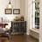 31.4" Rustic Brown Storage Sideboard with Mesh Doors, Home Wine Cabinet & Industrial Coffee Bar