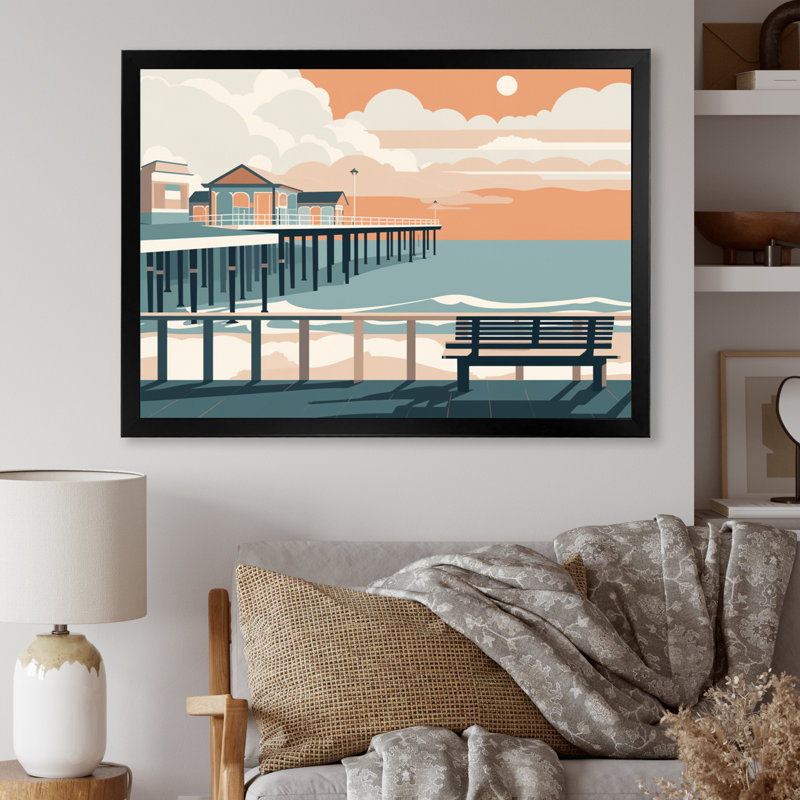 Beachside Rest I - Imprimé, Cadre simple noir, H 30 po x l 40 po x P 1,5 po