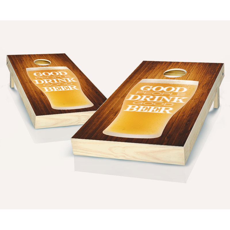 Ensemble de cornhole en bois massif 2 pi x 4 pi Good People, Rouge / Orange