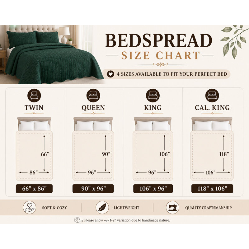 Microfiber Embossed Bedspread Set, King Bedspread + 2 King Shams, Black