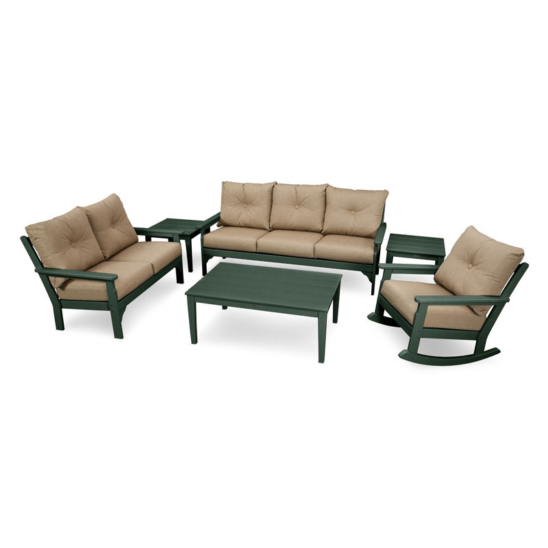 Vineyard 6-Piece Deep Seating Set, Sesame, Green