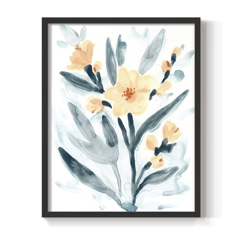 "Bouquet indigo et rosé II", Noir, noir, noir, noir, H 15 po x l 12 po
