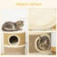 Habitation pour chat 28 pouces, cachette pour chat 3 étages avec patin à griffes en sisal, petit arbre à chat en forme de tonneau pour chats d'intérieur