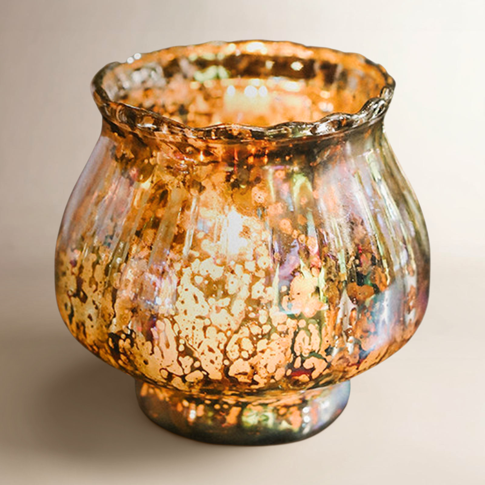 Glass Votive Candle Holder, 3.25" H x 3.5" W x 3.50" D