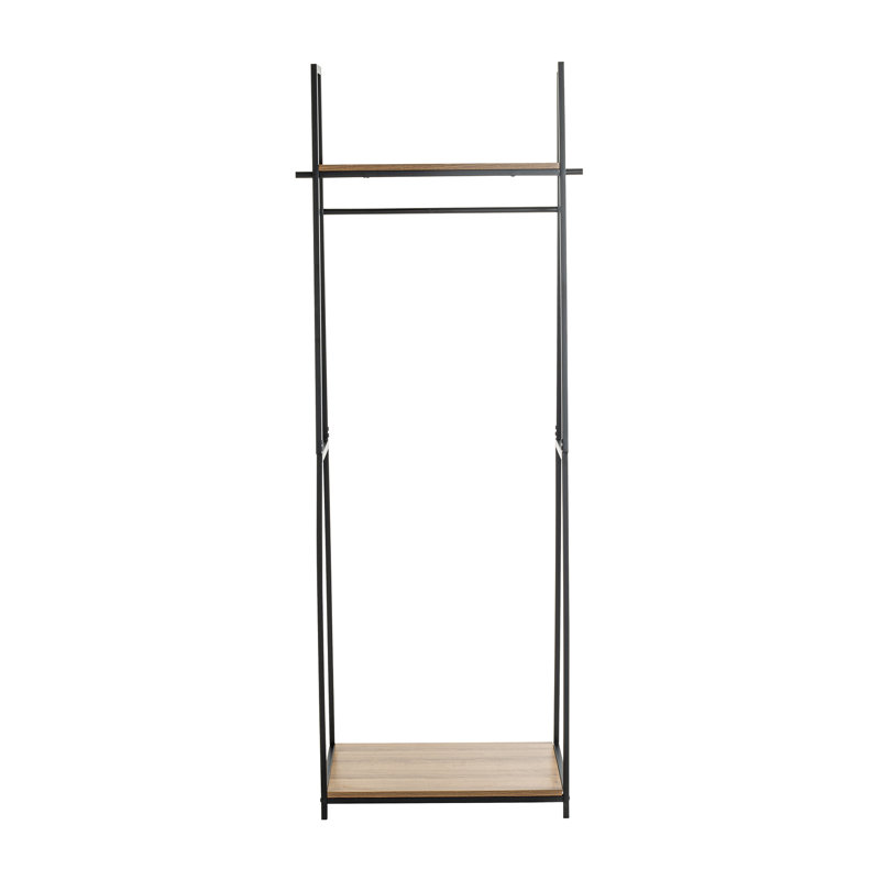 Betty Steel Freestanding Valet Stand with Storage, Oak/Black