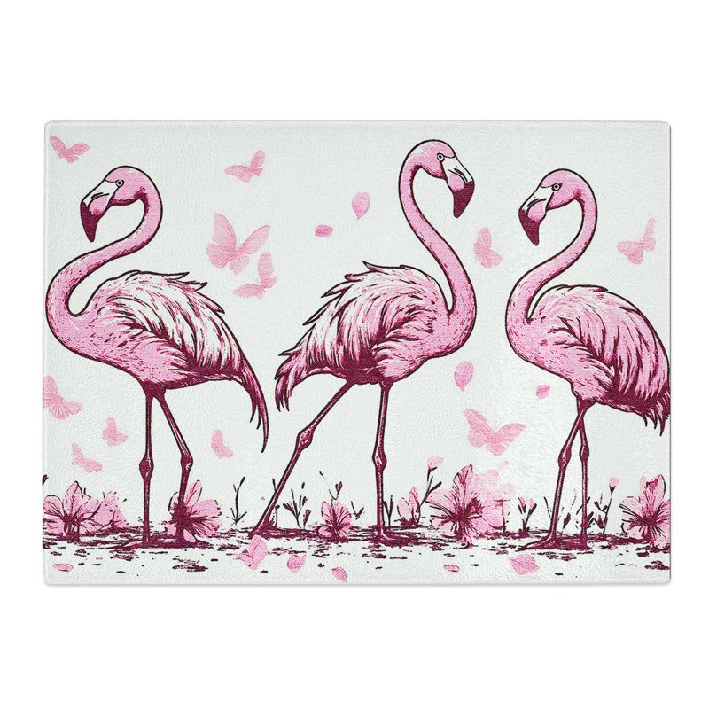 Flamingos  Glass Chopping Board
