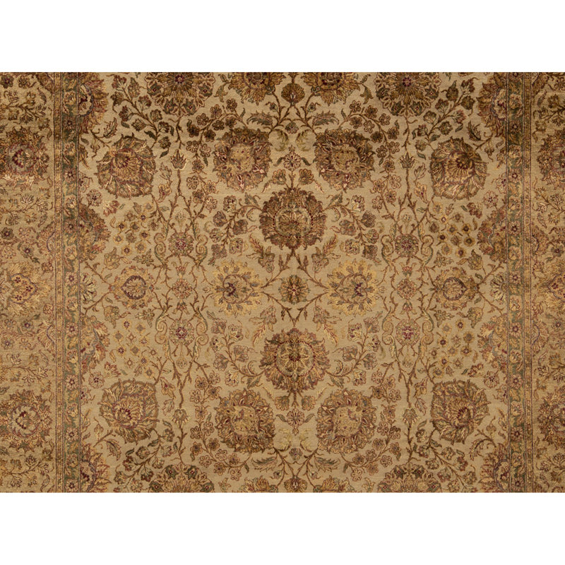 Hand Knotted Oriental Area Rug in Cream And Camel