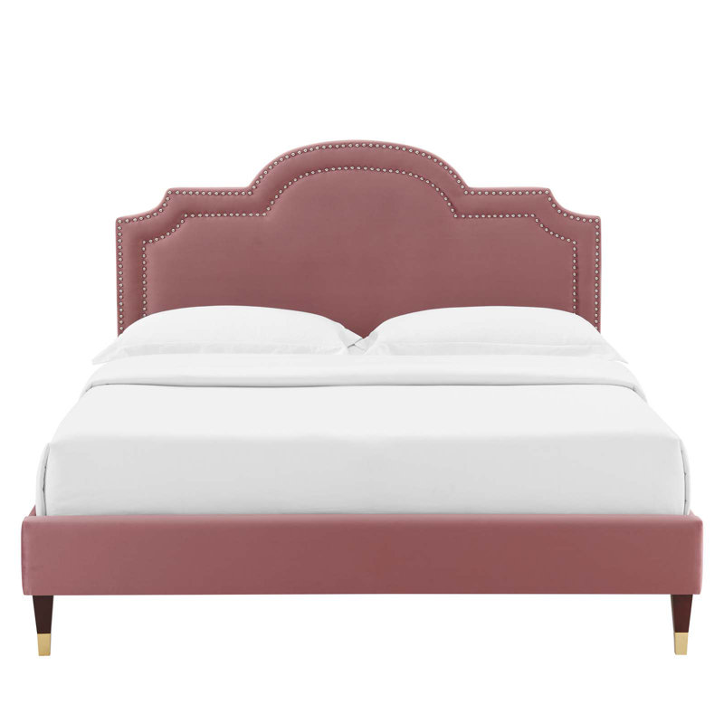 Modway Aviana Performance Velvet Bed, Dusty Rose, Full