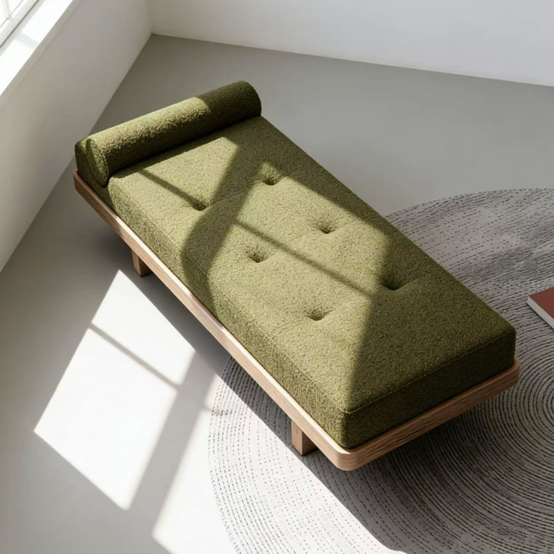 Banc rembourré vert, 17.72" H x 55.12" W x 23.62" D