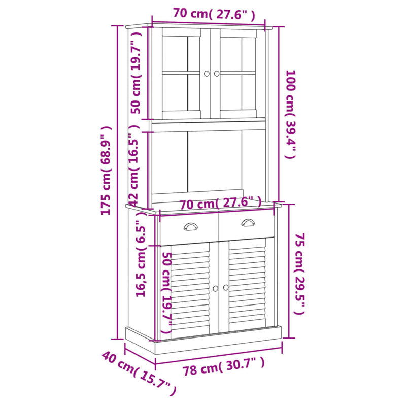 Feodora Kitchen Pantry, Brown