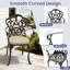 Ensemble de salle à manger bistro 3 pièces en fonte d'aluminium, table ronde de 100 cm avec trou pour parasol et 2 fauteuils avec coussins beiges-399688048