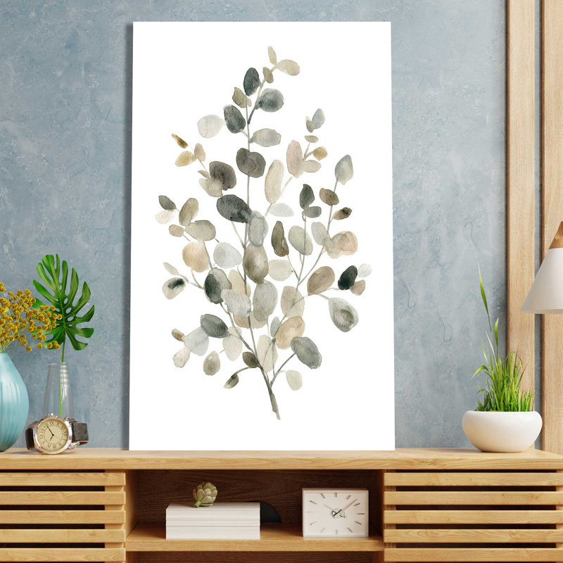 Eucalyptus neutre I - Peinture, L 18 po x H 30 po, Toile tendue