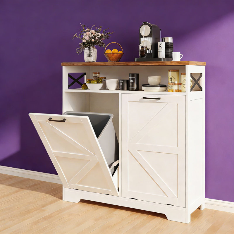 Armoire à poubelle inclinable avec rangement caché, conception à l'épreuve des chiens pour l'organisation de la cuisine, de la salle de bain et de la salle de lavage