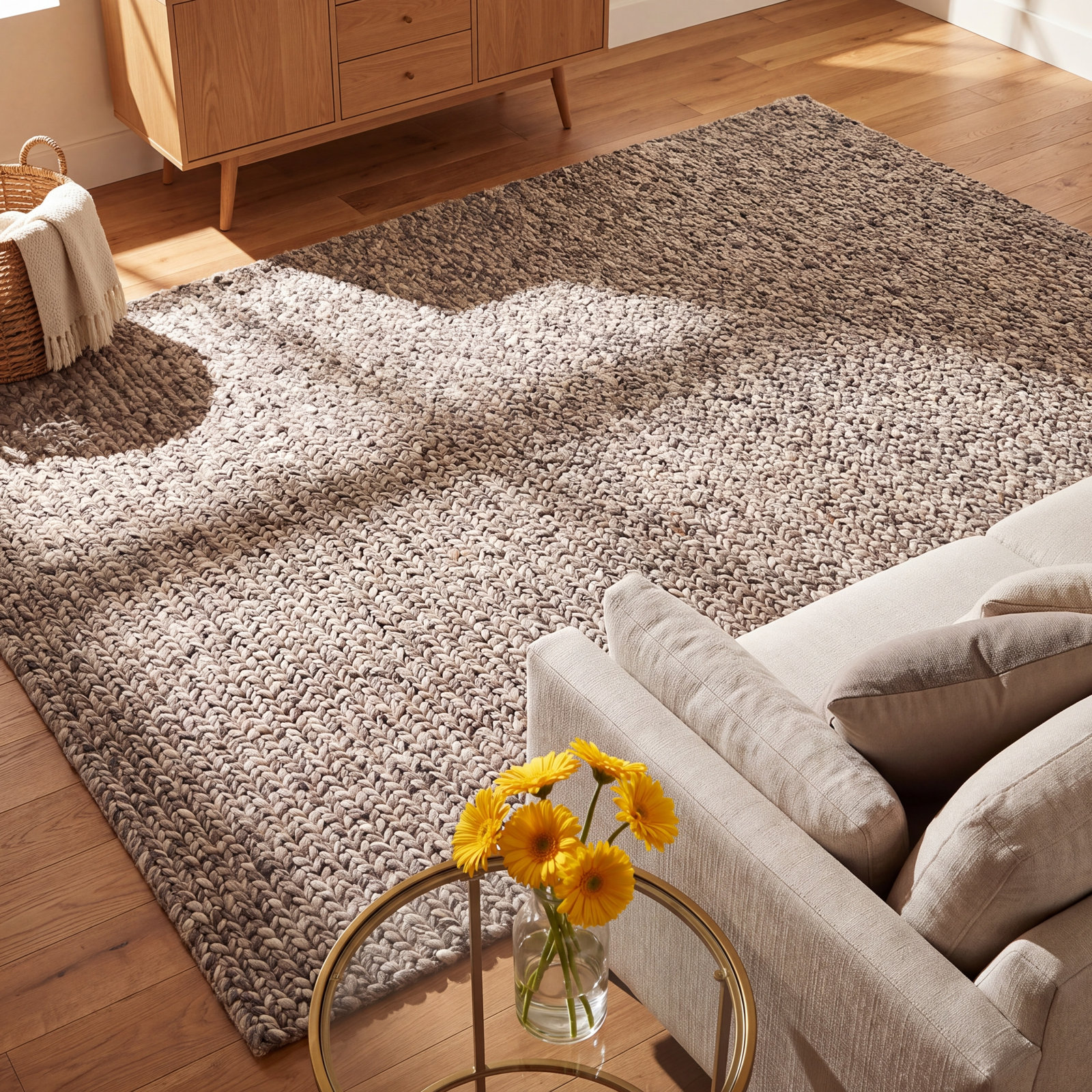 Hero Charcoal Ivory Hand-Woven Flatweave Rug, Rectangle 6' x 9'
