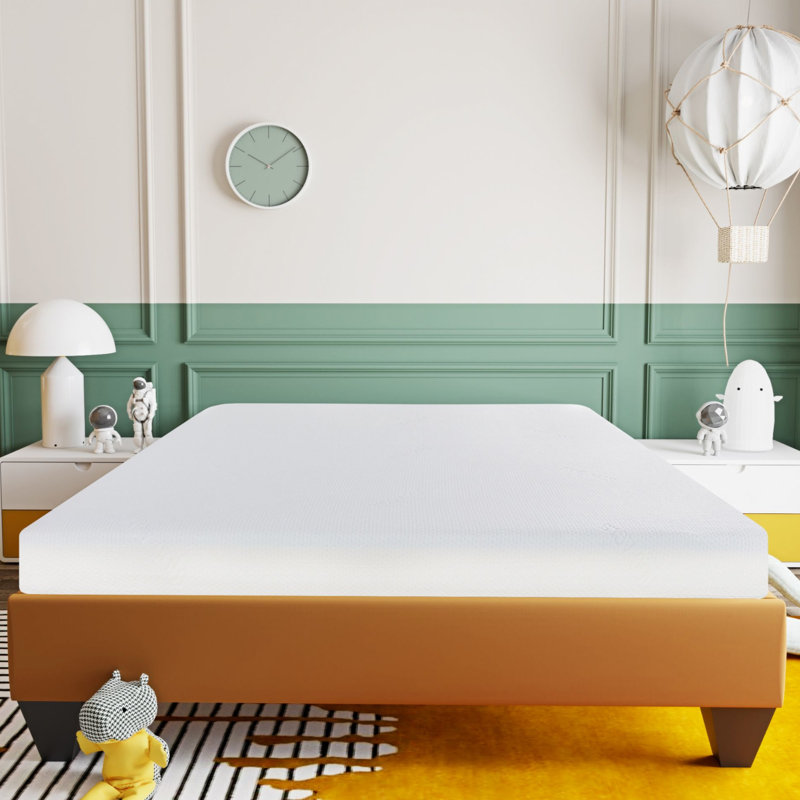 Matelas en mousse viscoélastique gélifiée de 6 pouces dans une boîte avec housse de protection double douce, sensation de fermeté moyenne pour un sommeil réparateur, mousse régulatrice de température, support de couche de base élevée, plateforme adaptée, lit superposé