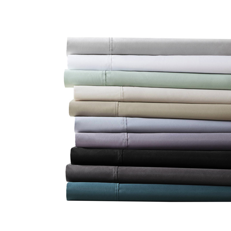Draps en mélange de coton très grand format rafraîchissant - contexture de 600 fils, rester au sec et confortable, tissage avec finition, drap-housse respirant - mèche, tissage, 2 taies d'oreiller