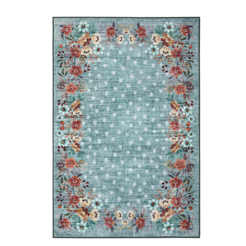 Area Rug  for Living Room Washable Floral Area Rug Soft Stain Resistant Indoor Carpet Low-Pile, Non-Slip Carpet for Bedroom, Dining Room
