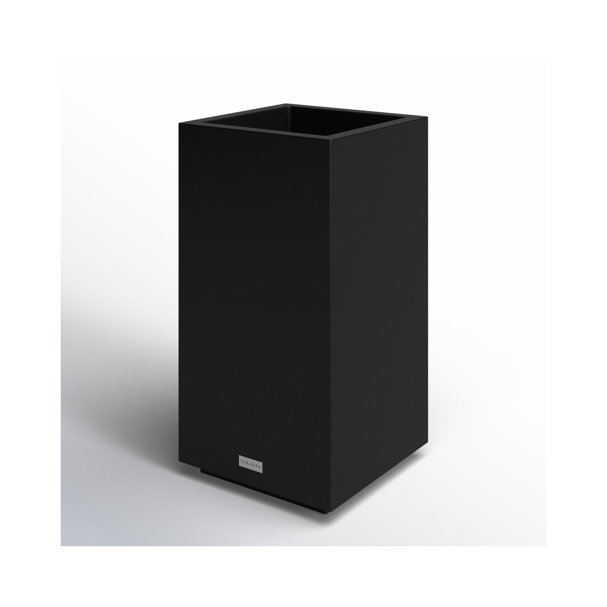 Block Series Pedestal Planter, Black, 26” H x 13.5” W x 13.5” D