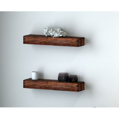 Ausia 2 Piece Acacia Floating Shelf