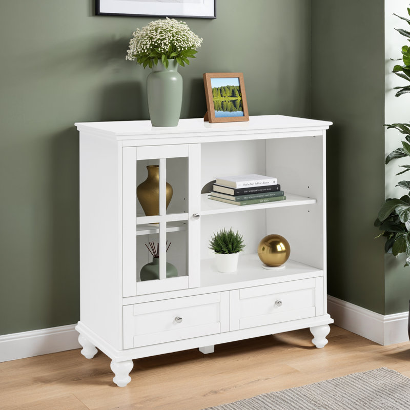 Meuble télé 40 po avec armoire de rangement et tablettes Schererville, Blanc