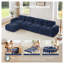 Canapé modulaire en L capitonné en velours bleu marine avec repose-pieds mobile, sans nuage