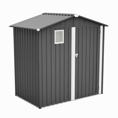 Metal Outdoor Storage Shed 6Ft X 4Ft, Steel Utility Tool Shed Storage House , Metal Sheds Outdoor Storage For Backyard Garden Patio Lawn (6' X 4')