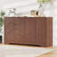 Buffet 56 po moderne à 4 portes avec motif ondulé en relief 3D, portes rebondissantes, tablettes réglables, plateau de table spacieux pour la cuisine, la salle à manger, le café-bar-264674352