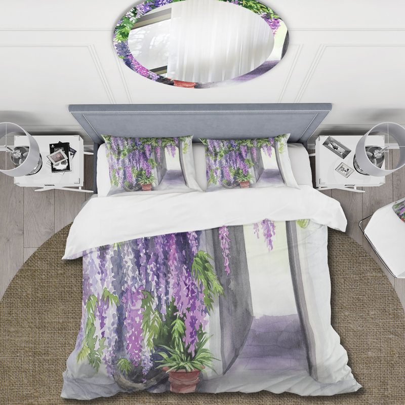 Ensemble de housse de couette Wisteria Blossom - microfibre de polyester, Housse de couette pour très grand lit et 2 très