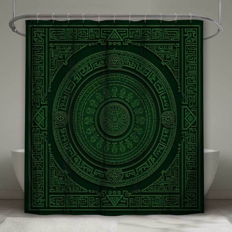 Rideaux de douche complexes vert Mandala, L 70 po x H 72 po
