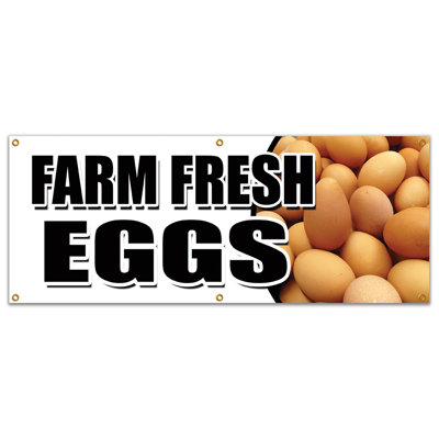 «Farm Fresh Eggs Banner Sign» - Fromage au lait laitier biologique sans brun
