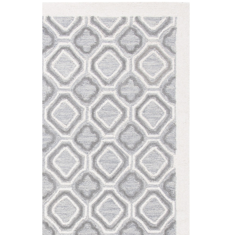 Tapis géométrique en laine et coton touffeté à la main Loosestrife, Tapis de couloir 2 pi 3 po x 9 pi