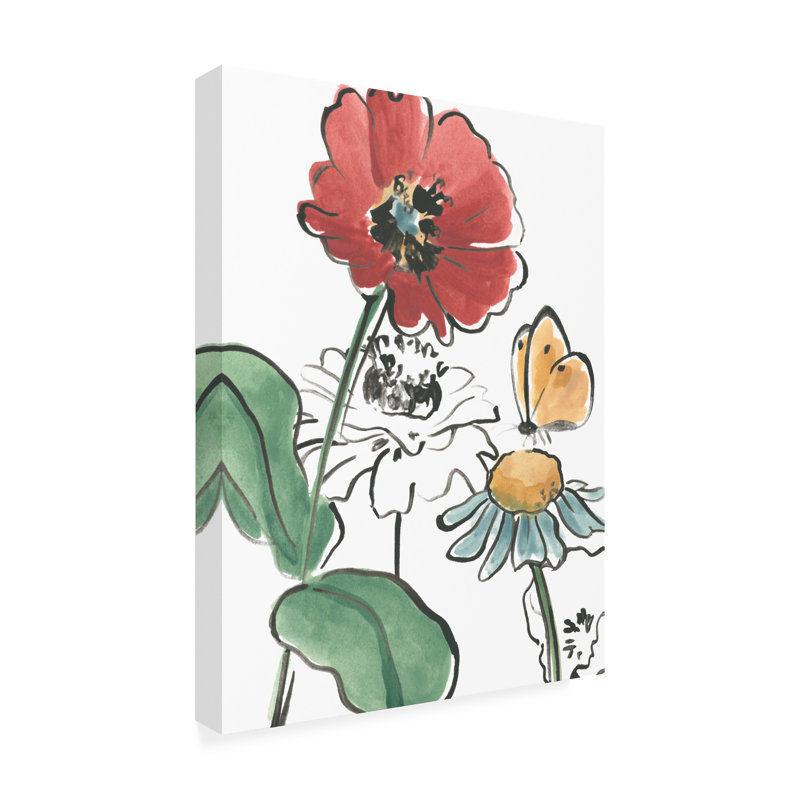 «June» par Erica Vess «Boho Florals II», toile d'extérieur, H 32 po x l 24 po x P 1,5 po