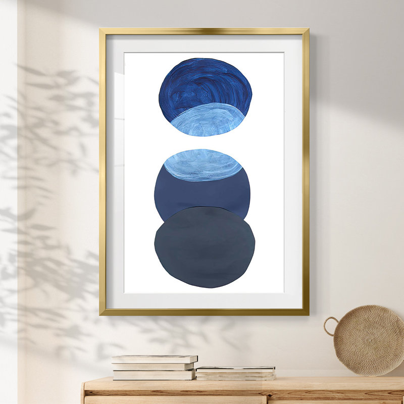 Ultramarine Orbs I - Impression encadrée, H 25,5 po x l 17,5 po, Doré