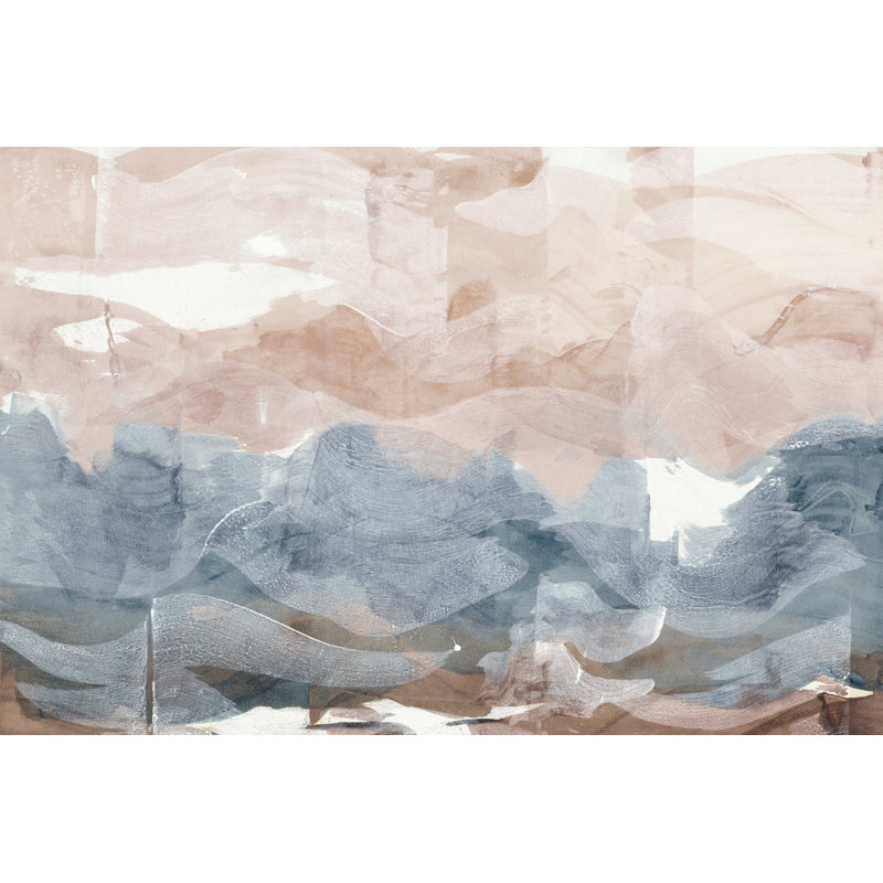 Laroque Blue And Pink Stroke by Maya Woods - Wrapped Canvas Print, 32" H x 48" W